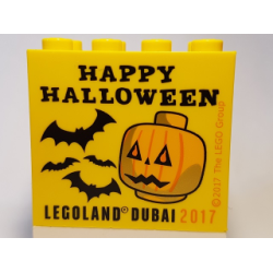 Brick 2 x 4 x 3 with LEGOLAND Dubai 2017 Happy Halloween Pattern Brick 2 x 4 x 3 with LEGOLAND Dubai 2017 Happy Halloween Pattern