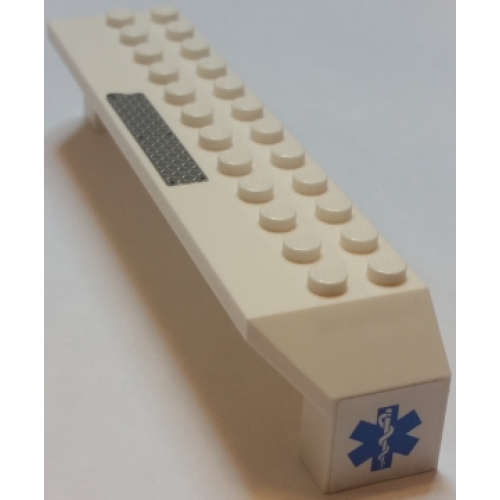 Деталь LEGO 30296pb03L Arch 2 x 14 x 2 1/3 with Tread Plate on Top and Blue EMT Star of Life on End Pattern Model Left Side (Stickers) - Set 7739