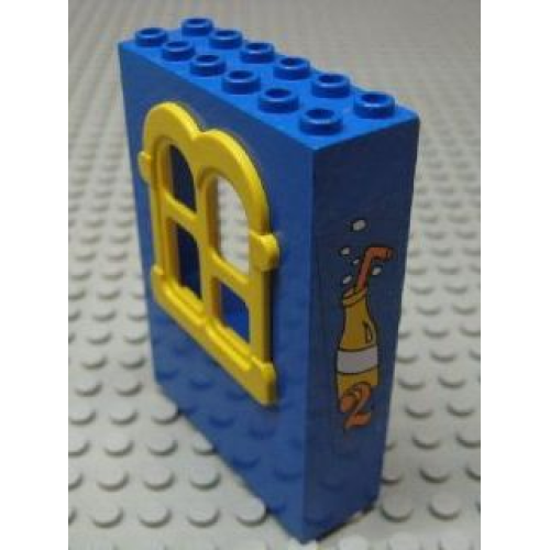 Деталь LEGO x637c02pb09 Fabuland Building Wall 2 x 6 x 7 with Lemonade Bottle and Number 2 Pattern (Sticker) - Set 3676