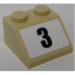 Slope 45 2 x 2 with Black Number 3 on White Background Pattern (Sticker) - Set 8864 Slope 45 2 x 2 with Black Number 3 on White Background Pattern (Sticker) - Set 8864