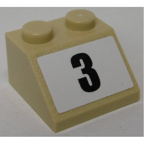 Деталь LEGO 3039pb129 Slope 45 2 x 2 with Black Number 3 on White Background Pattern (Sticker) - Set 8864