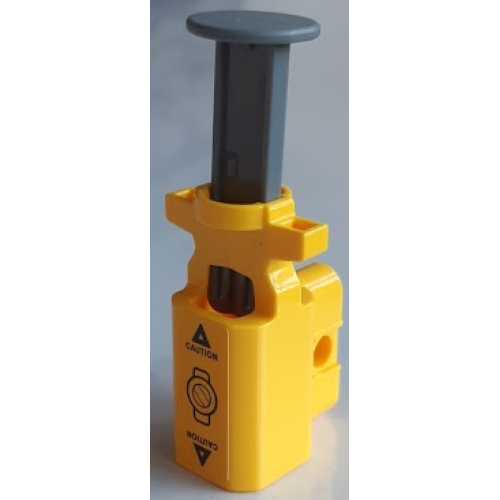 Деталь LEGO 35456c01pb03 Projectile Launcher, Net Shooter with Dark Bluish Gray Firing Pin with 'CAUTION' and Triangles on Yellow Background Pattern (Sticker) - Set 60173 / 60175