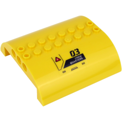 Slope, Curved 8 x 8 x 2 Double with '03', 'CREW QUARTERS' and White Lightning Bolt on Red Triangle Pattern (Sticker) - Set 60265 Slope, Curved 8 x 8 x 2 Double with '03', 'CREW QUARTERS' and White Lightning Bolt on Red Triangle Pattern (Sticker) - Set 60265