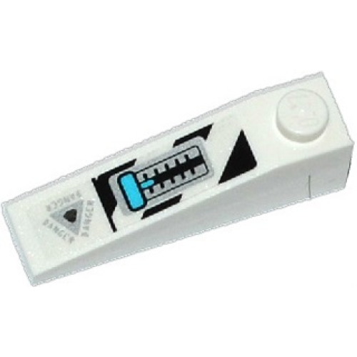 Деталь LEGO 60477pb005 Slope 18 4 x 1 with 'DANGER' and Medium Blue Gear Stick Pattern (Sticker) - Set 70170