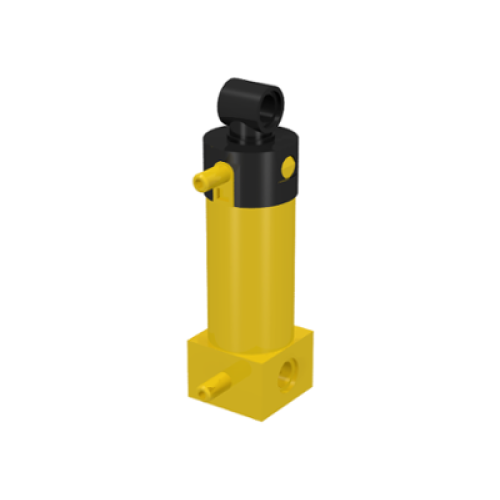 Деталь LEGO 2793c01 Pneumatic Cylinder with 2 Inlets Medium (48mm) with Black Top - Yellow