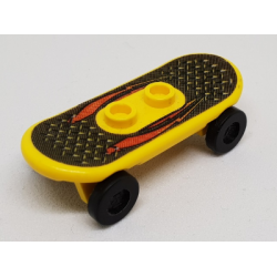Minifigure, Utensil Skateboard Deck with Red Lightning and Tread Plate Pattern (Sticker) with Black Wheels (42511pb04 / 2496) - Set 6734