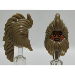Minifigure, Head, Modified Beorn with Beard and Long Hair, Nougat Face with White Pupils and Bared Teeth Pattern Minifigure, Head, Modified Beorn with Beard and Long Hair, Nougat Face with White Pupils and Bared Teeth Pattern