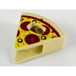 Minifigure, Headgear Head Cover, Costume Wedge Slice with Pizza with Yellow Cheese, Black Olives, and Dark Red Pepperoni Pattern Minifigure, Headgear Head Cover, Costume Wedge Slice with Pizza with Yellow Cheese, Black Olives, and Dark Red Pepperoni Pattern