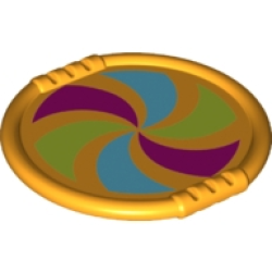 Duplo Utensil Disk with Magenta, Lime, and Medium Azure Pinwheel Pattern