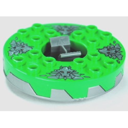 Turntable 6 x 6 x 1 1/3 Round Base Serrated with Bright Green Top and Dark Bluish Gray Stone Heads Pattern (Ninjago Spinner) Turntable 6 x 6 x 1 1/3 Round Base Serrated with Bright Green Top and Dark Bluish Gray Stone Heads Pattern (Ninjago Spinner)