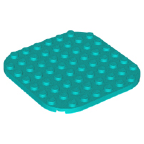 Деталь LEGO 65140 Plate, Round 8 x 8 with Rounded Corners - Dark Turquoise