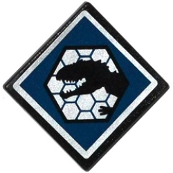 Road Sign 2 x 2 Square with Open O Clip with Indominus rex Head in Black Hexagon on Dark Blue Background Pattern (Sticker) - Set 75919 Road Sign 2 x 2 Square with Open O Clip with Indominus rex Head in Black Hexagon on Dark Blue Background Pattern (Sticker) - Set 75919