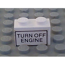 Brick 1 x 2 with 'TURN OFF ENGINE' Pattern on Both Sides (Stickers) - Set 6375-2