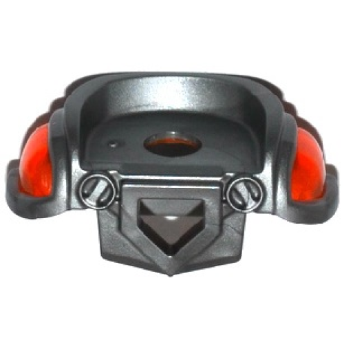 Деталь LEGO 24097pb01 Minifigure Armor Breastplate with Pentagonal Cutout on Front and 2 Studs on Back with Molded Trans-Neon Orange Shoulder Pads Pattern