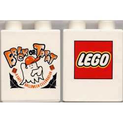 Duplo, Brick 1 x 2 x 2 with Halloween 2000 Brick or Treat Pattern (LEGO Logo) Duplo, Brick 1 x 2 x 2 with Halloween 2000 Brick or Treat Pattern (LEGO Logo)