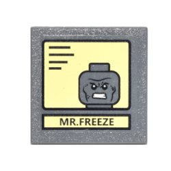 Road Sign 2 x 2 Square with Clip with Black Lines, 'MR. FREEZE', and Portrait on Bright Light Yellow Background Pattern (Sticker) - Set 10937