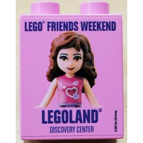 Деталь LEGO 4066pb488 Duplo, Brick 1 x 2 x 2 with LEGO Friends Weekend LEGOLAND Discovery Center Pattern