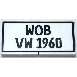 Stickered Assembly 4 x 2 with Black 'WOB VW 1960' and Rectangle Border Pattern (Sticker) - Set 10187 - 2 Tile 2 x 2 Stickered Assembly 4 x 2 with Black 'WOB VW 1960' and Rectangle Border Pattern (Sticker) - Set 10187 - 2 Tile 2 x 2