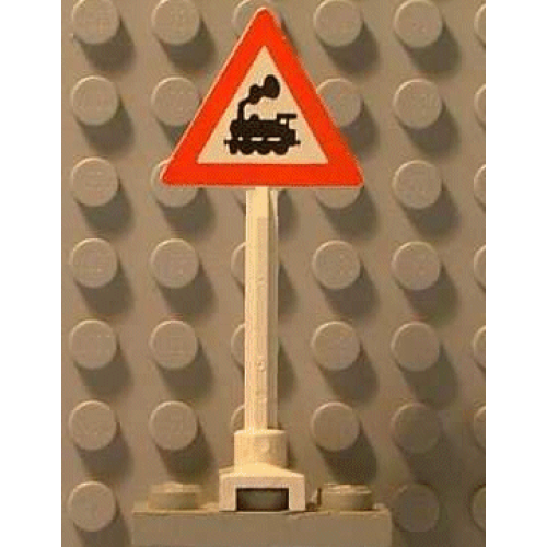 Деталь LEGO 649pb06a Road Sign Triangle with Train Engine with Cab Window Pattern