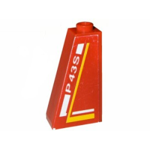 Деталь LEGO 4460pb005R Slope 75 2 x 1 x 3 with 'P43S' Pattern on Right Side (Sticker) - Set 8443
