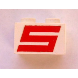 Brick 1 x 2 with Red Letter S Sterling Logo Pattern