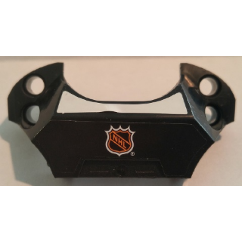 Деталь LEGO 44791pb04 Sports Hockey Chest Protector with NHL Logo on Black Background and White Stripe Pattern (Stickers) - Set 3543