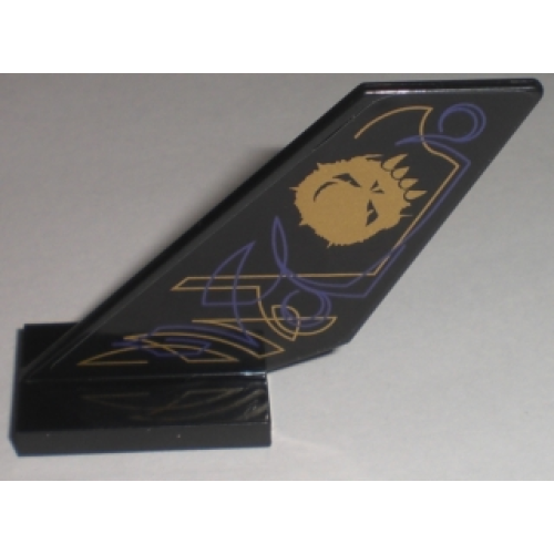 Деталь LEGO 6239pb024L Tail Shuttle with Purple and Gold Skull and Lines Pattern on Left Side (Sticker) - Set 5984