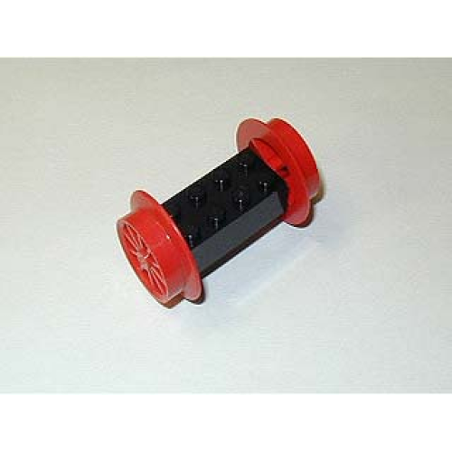 Деталь LEGO 4180c05 Brick, Modified 2 x 4 with Red Wheels, Train Spoked Large (29mm D.) and Red Pins (4180 / wheel4 / 2344)