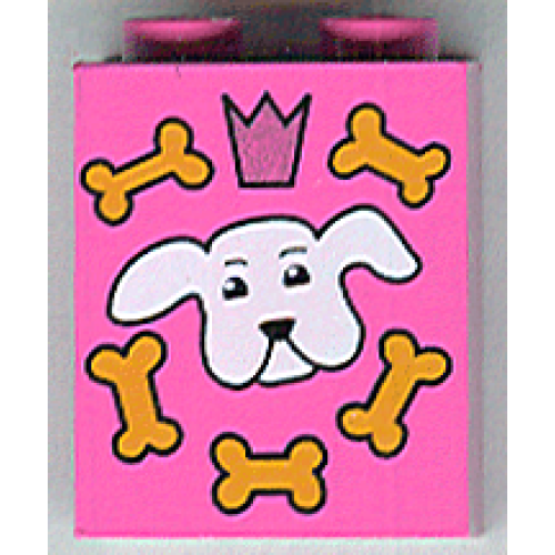 Деталь LEGO 3245bpx7 Brick 1 x 2 x 2 with Inside Axle Holder with Dog Biscuit Box Pattern