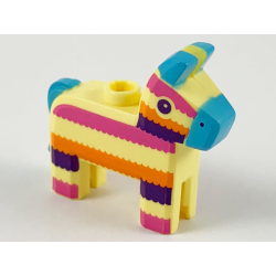 Minifigure, Utensil Piñata Horse with Medium Azure Ears, Nose and Tail, Dark Pink, Orange and Dark Purple Stripes Pattern