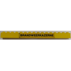 Stickered Assembly 16 x 1 x 1 with Black 'BRANDWEERKAZERNE' Pattern (Sticker) - Set 374-1 - 2 Brick 1 x 8