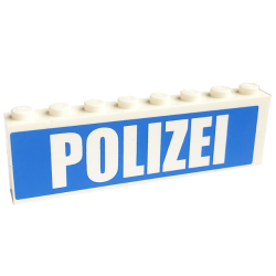 Stickered Assembly 8 x 1 x 2 with 'POLIZEI' on Blue Background Pattern (Sticker) - Set 7743 - 2 Brick 1 x 8