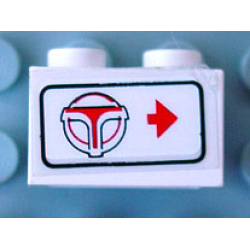 Brick 1 x 2 with Red Arrow on Right Side pointing Right & Airport Shuttle logo Pattern (Sticker) - Set 6399