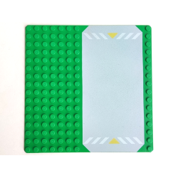 Baseplate, Road 16 x 16 with Light Gray Driveway, White Danger Stripes, and Yellow Triangles Pattern