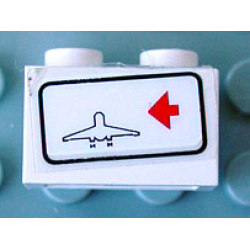 Brick 1 x 2 with Red Arrow on Right Side pointing Left & Airplane Outline Pattern (Sticker) - Set 6399