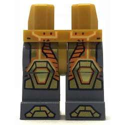 Hips and Dark Bluish Gray Legs with Orange and Yellow Circuitry, Gold Hexagonal Knee Pads and Boots Pattern