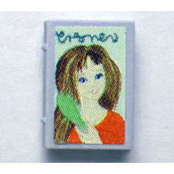 Minifigure, Utensil Book 2 x 3 with Girl and Hairbrush Pattern (Stickers) - Sets 3114 / 3211 / 3242 - Red