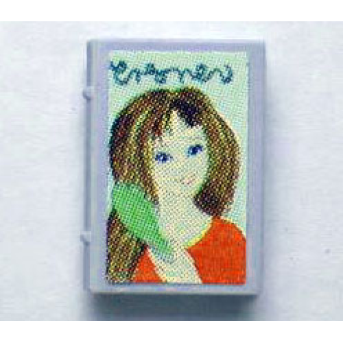 Деталь LEGO 33009pb020 Minifigure, Utensil Book 2 x 3 with Girl and Hairbrush Pattern (Stickers) - Sets 3114 / 3211 / 3242 - Red