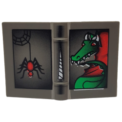 Minifigure, Utensil Book 2 x 3 with Dragon and Spider Pattern
