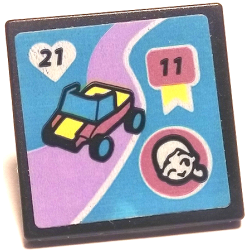 Road Sign 2 x 2 Square with Open O Clip with Car on Lavender Road, '21' on Heart and '11' on Ribbon on Medium Azure Background Pattern (Sticker) - Set 41667 Road Sign 2 x 2 Square with Open O Clip with Car on Lavender Road, '21' on Heart and '11' on Ribbon on Medium Azure Background Pattern (Sticker) - Set 41667