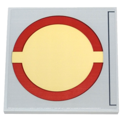 Tile 6 x 6 with Bottom Tubes with SW Dark Red Semicircles on Tan Circle (Open Circle Fleet) Pattern (Sticker) - Set 75367