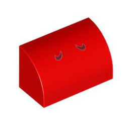 Slope, Curved 1 x 2 with Bottom Stud Holder with 2 Dark Red Curved Lines Pattern (Super Mario Red Yoshi Nostrils) Slope, Curved 1 x 2 with Bottom Stud Holder with 2 Dark Red Curved Lines Pattern (Super Mario Red Yoshi Nostrils)