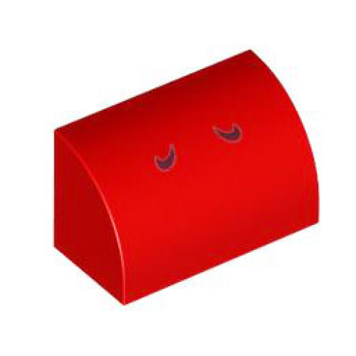 Деталь LEGO 37352pb021 Slope, Curved 1 x 2 with Bottom Stud Holder with 2 Dark Red Curved Lines Pattern (Super Mario Red Yoshi Nostrils)