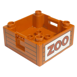 Duplo Container Box 4 x 4 with Studs on Corners with 'ZOO' Text Pattern Duplo Container Box 4 x 4 with Studs on Corners with 'ZOO' Text Pattern