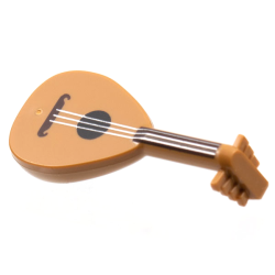 Minifigure, Utensil Musical Instrument, Lute with Dark Brown Neck and Silver Strings Pattern