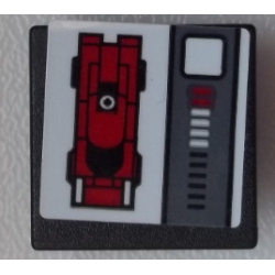 Road Sign 2 x 2 Square with Open O Clip with Red Car and Gauge Pattern (Sticker) - Set 75876