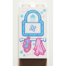 Brick 2 x 2 x 3 with Shower Fixture, Scuba Mask and Towel Pattern