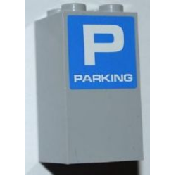 Brick 2 x 2 x 3 with White Letter P and 'PARKING' on Blue Background Pattern (Sticker) - Set 8186