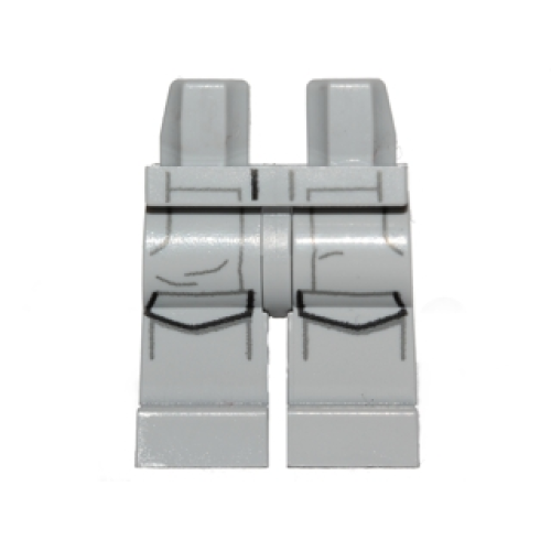 Деталь LEGO 970c00pb0345 Hips and Legs with SW Imperial Crew Uniform with Large Pockets with Black Flaps Outline and Dark Bluish Gray Stripes Pattern