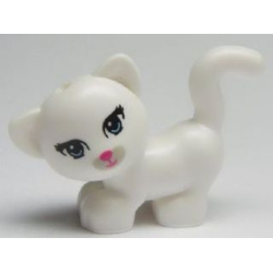 Cat, Friends Style, Standing and Looking Left with Bright Light Blue Eyes, Dark Pink Nose and Mouth, and Light Bluish Gray Muzzle Pattern (Kitty) Cat, Friends Style, Standing and Looking Left with Bright Light Blue Eyes, Dark Pink Nose and Mouth, and Light Bluish Gray Muzzle Pattern (Kitty)